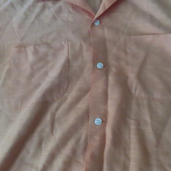 vintage 50s 60s permanent press unbranded loop collar shirt orange L 16-16.5 - Picture 2 of 10
